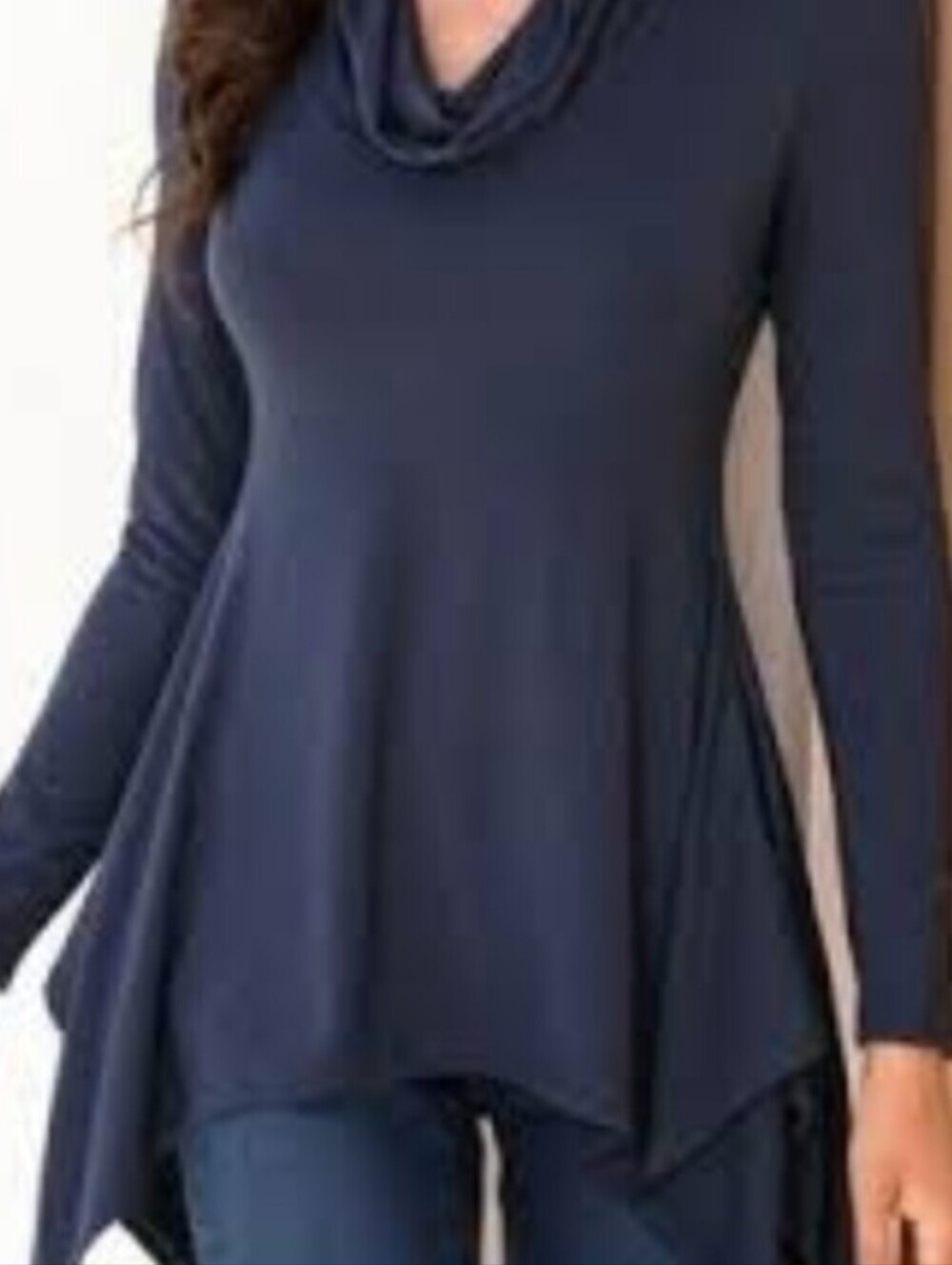 Boston Proper Navy Blue Draped Cowl Neck Tunic Top - Size XS